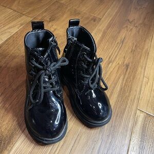 Black Patent Leather Combat Boots